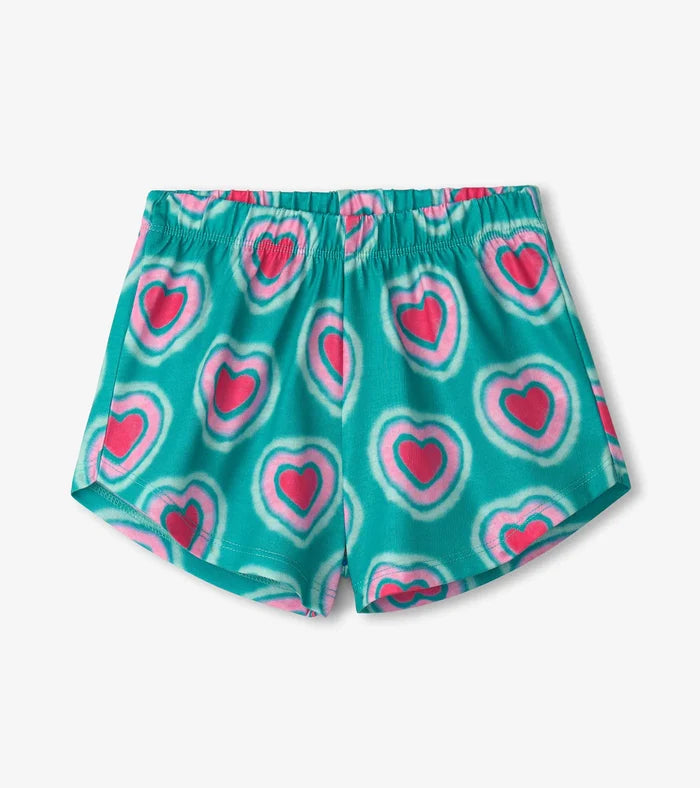 Teal Glowing Hearts Short Sleep Set