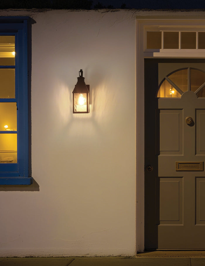 Exterior Wall Sconce Thesis 207757A Glencrest 14 inch 1 light Textured Black Exterior Wall Sconce with Clear Water Glass THESIS