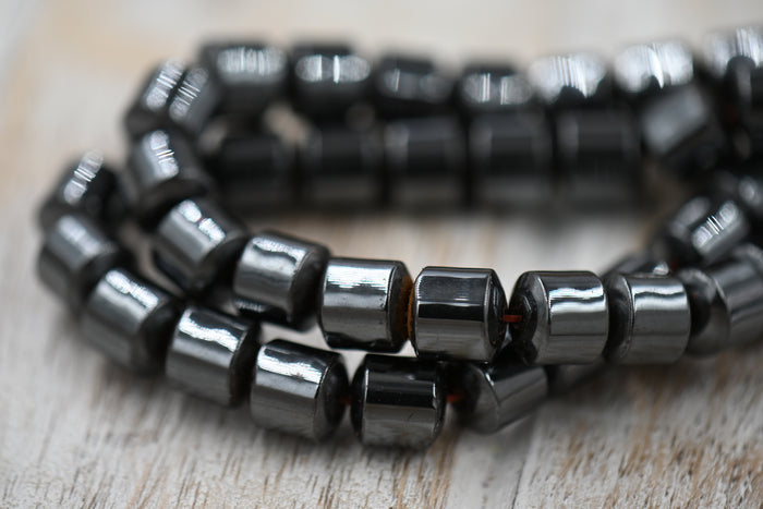 TWO STRANDS Magnetic Synthetic Hematite Beads Strands, 8mm Drum, Black