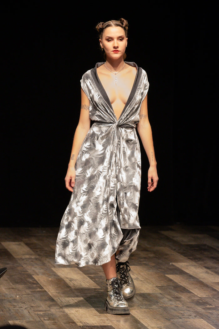 Silver Velveteen Goddess Dress