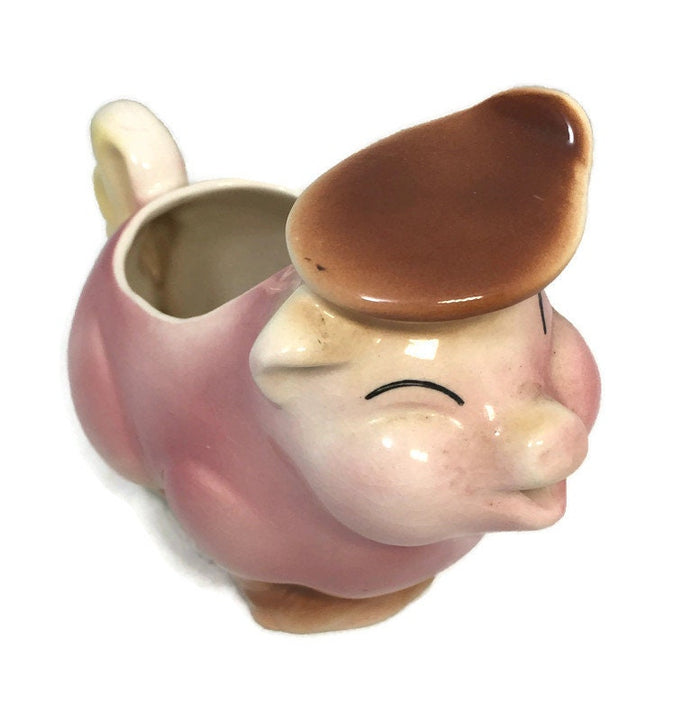 Vintage Pink Pig Creamer at Duckwells