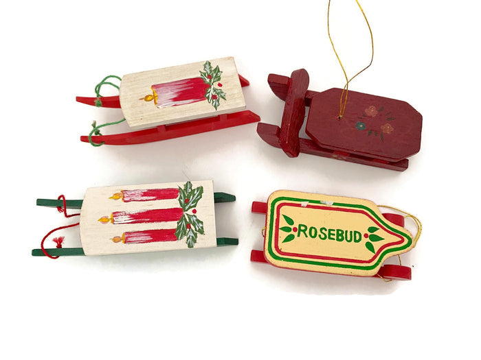 Vintage Wood Sled Christmas Ornaments at Duckwells
