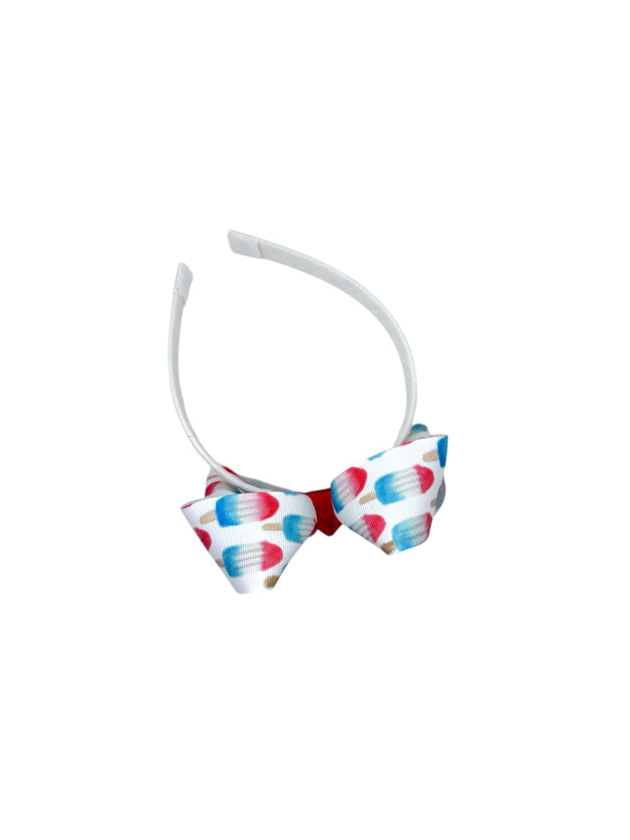 Watercolor Popsicles Bow w Hard Headband