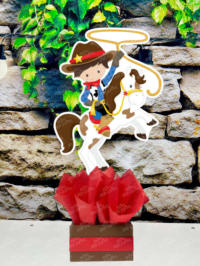 Western Cowboy Theme | Cowboy Birthday | Western Baby Shower | Brown Cowboy Theme Centerpiece Decoration SET OF 6