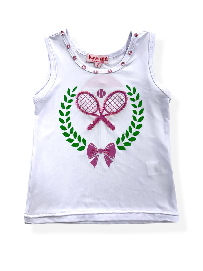 White Tennis Club Jeweled Tank
