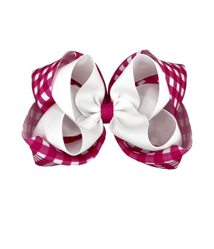 Wild Berry Gingham w White Double Bow