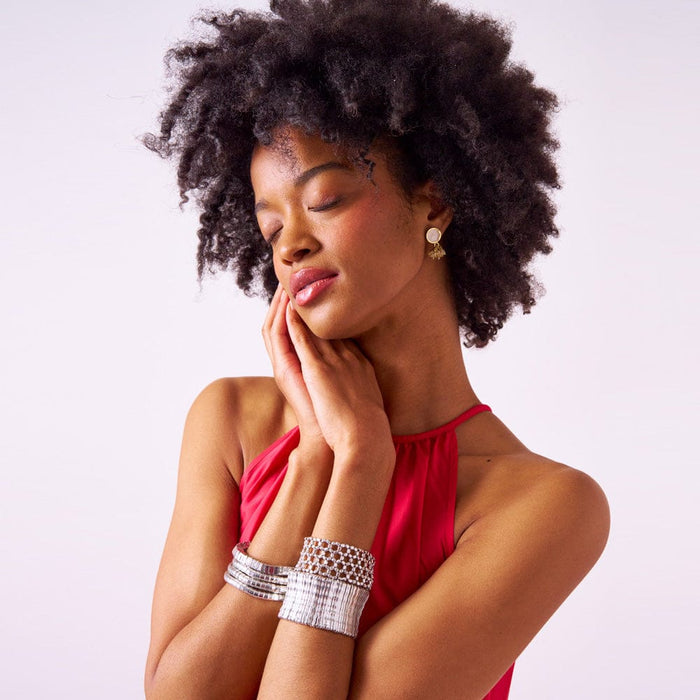 Winnie Small Bead Stretch Bracelet Silver Stretch