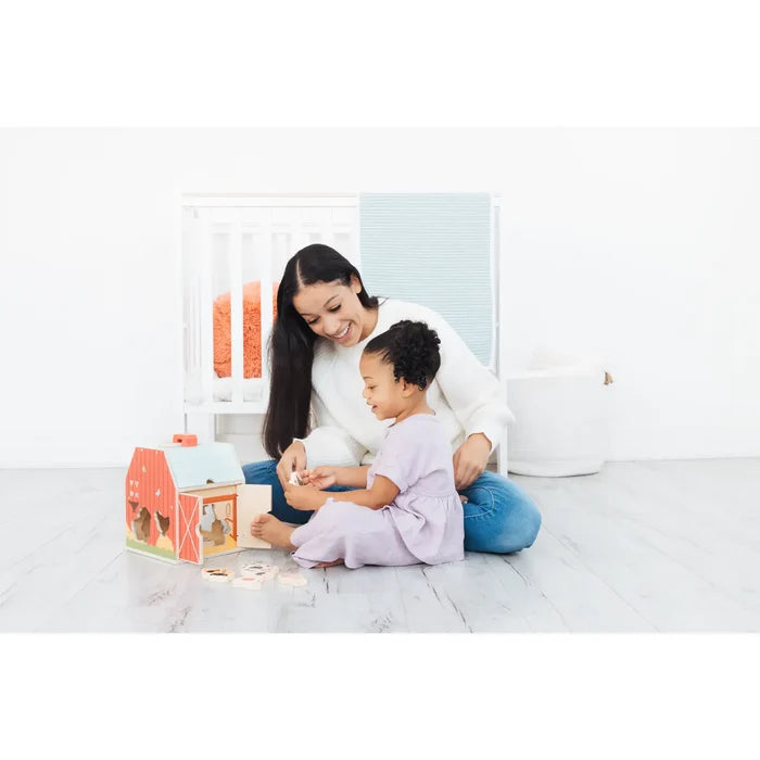 Wooden Barn Shape Sorter Toy, Farm Animals Montessori Play