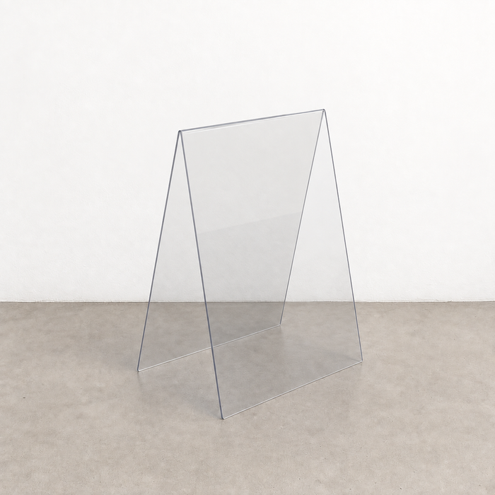 Clear transparent acrylic A-frame sidewalk sign