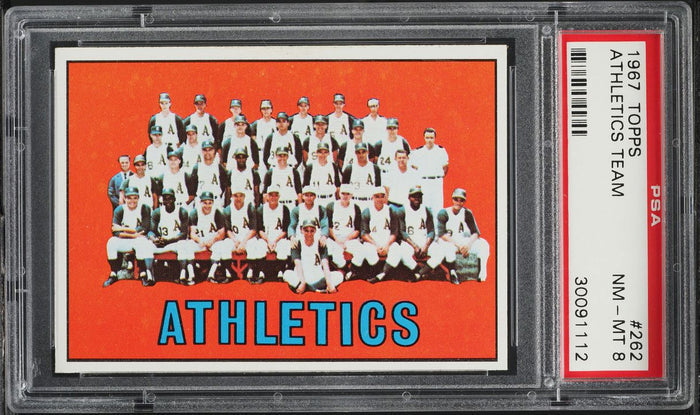1967 Topps BB Card #262 Kansas City Athletics TEAM CARD PSA 8 NM-MT (MGD2)