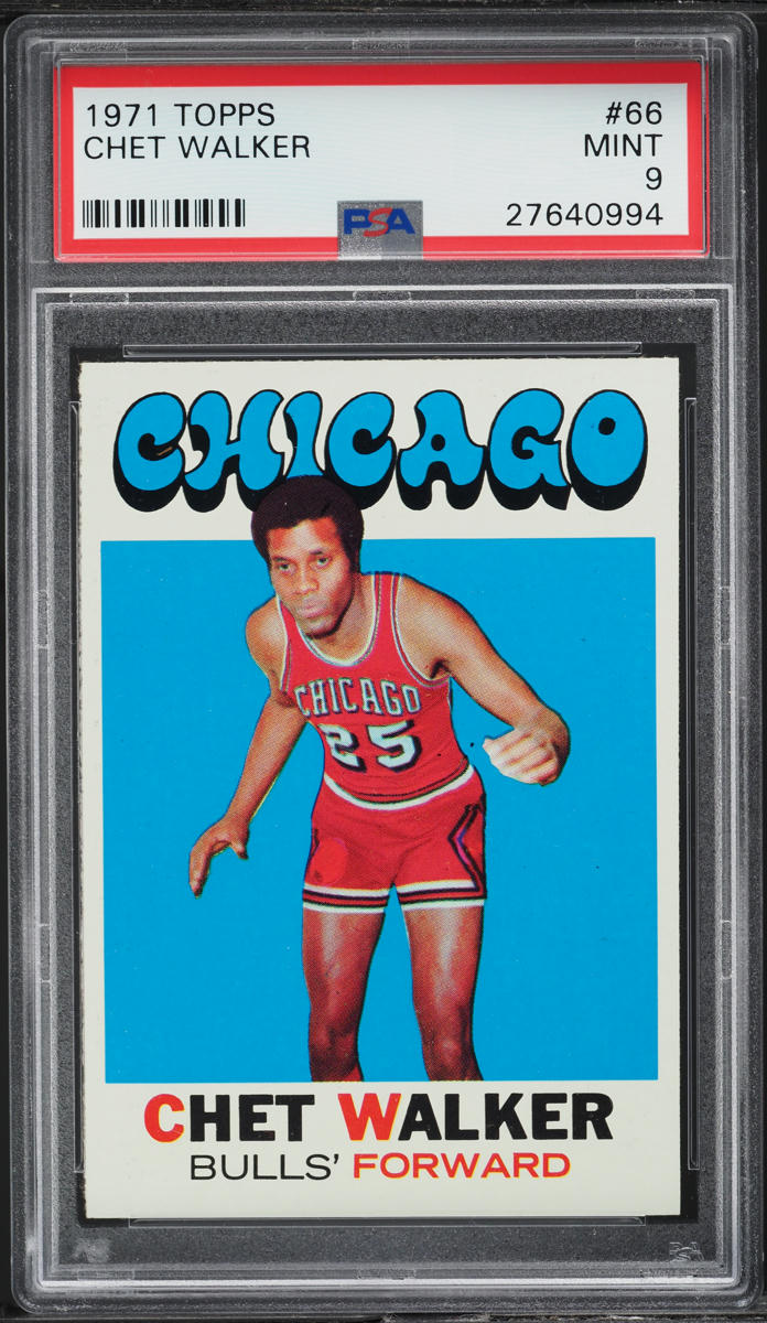 1971 Topps BkB Card # 66 Chet Walker Chicago Bulls HOF VARIATION PSA 9 MINT (MGD2)