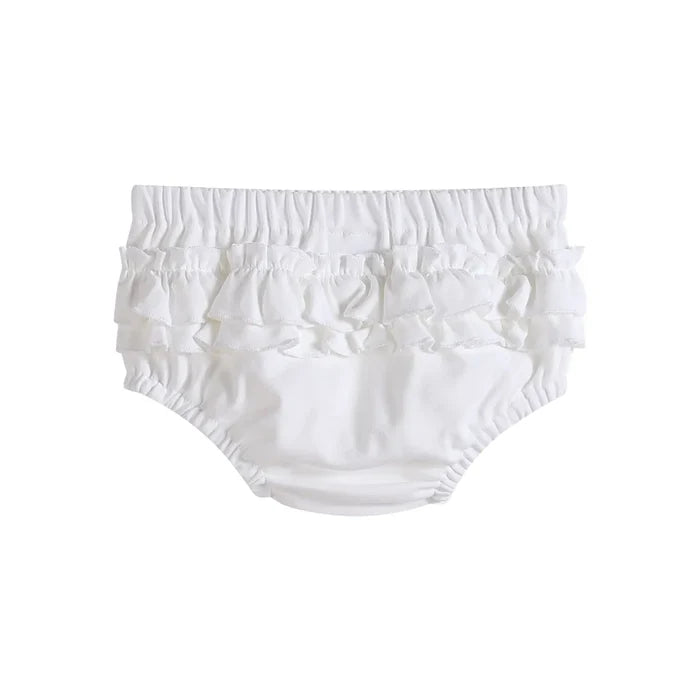 2 pc Light Blue and White Ruffle Knit Cotton Baby Bloomers