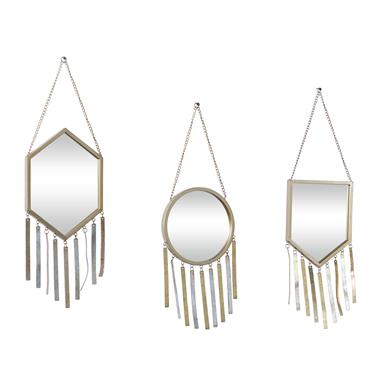 Mirror 43322 Gold Mini Mirror with Metal Tassels - 3 shapes Uma