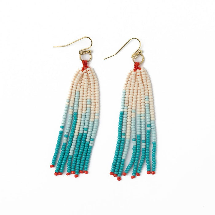 Abbey Tassel Ombre Seed Bead Earring Turquoise Fringe