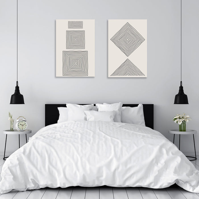 Abstract Shapes on White Background, Minimalistic Digital Art