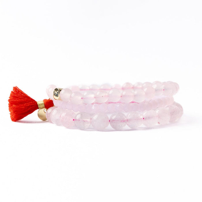 Addison Set Of 3 Stretch Bracelets Glass And Crystal With Bag Pale Pink Stack
