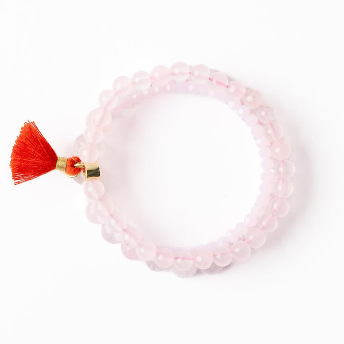 Addison Set Of 3 Stretch Bracelets Glass And Crystal With Bag Pale Pink Stack