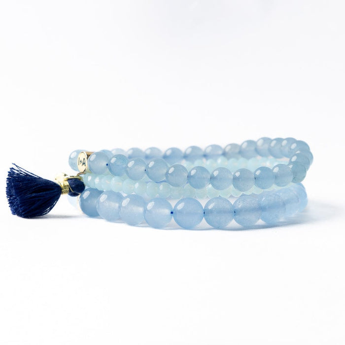 Addison Set Of 3 Stretch Bracelets Glass And Crystal With Bag Sky Blue Stack