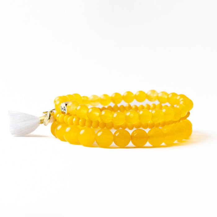 Addison Set Of 3 Stretch Bracelets Glass And Crystal With Bag Yellow Stack