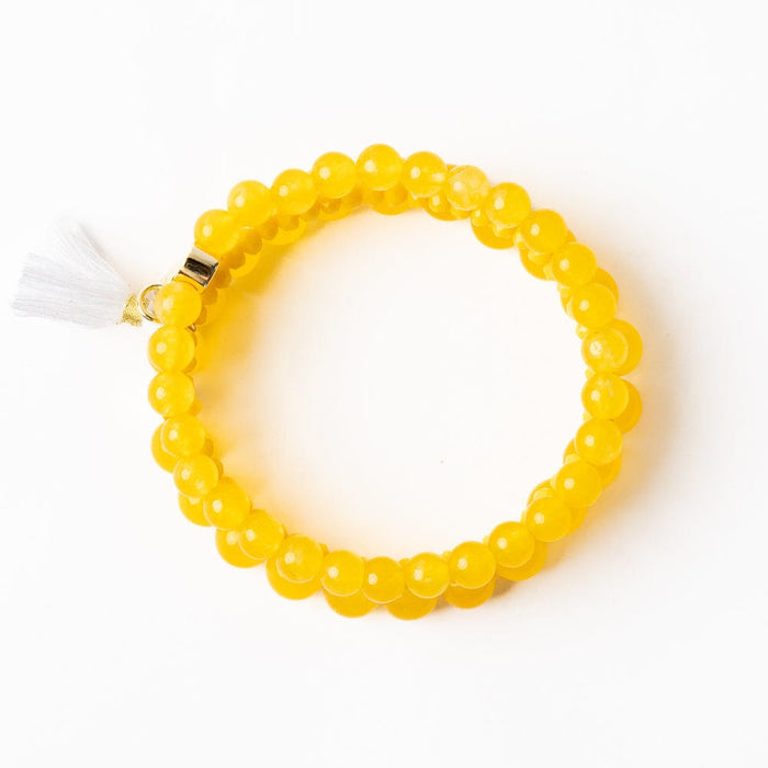 Addison Set Of 3 Stretch Bracelets Glass And Crystal With Bag Yellow Stack
