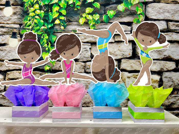 Afro Gymnast Birthday Theme | Gym Centerpiece Decoration | Gymnastics Party | Gymnastics Theme | Gymnast Acrobatics Decoration | Gym SET OF 4