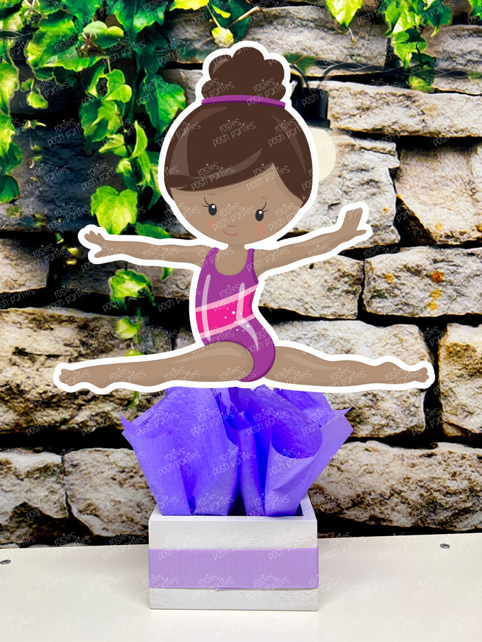 Afro Gymnast Birthday Theme | Gym Centerpiece Decoration | Gymnastics Party | Gymnastics Theme | Gymnast Acrobatics Decoration | Gym SET OF 4