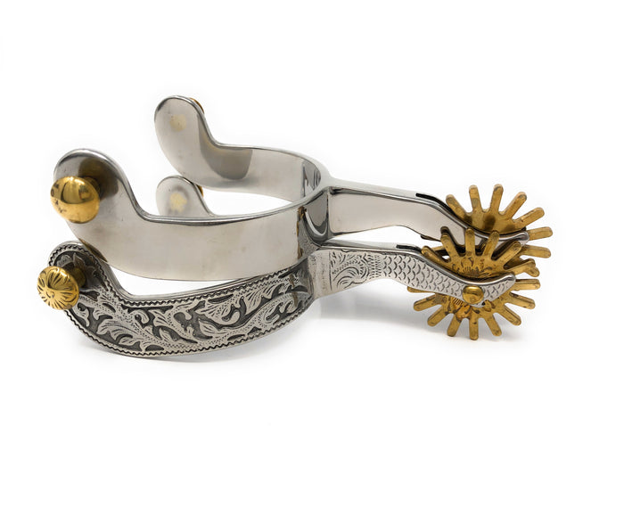 AJ Tack Mens Gal Leg Engraved Spurs