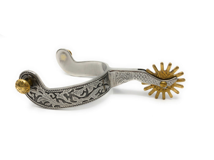 AJ Tack Mens Gal Leg Engraved Spurs