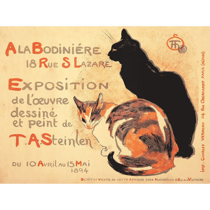 ALA BODINIERE Exposition Tabby And Black Cats, French Vintage Poster