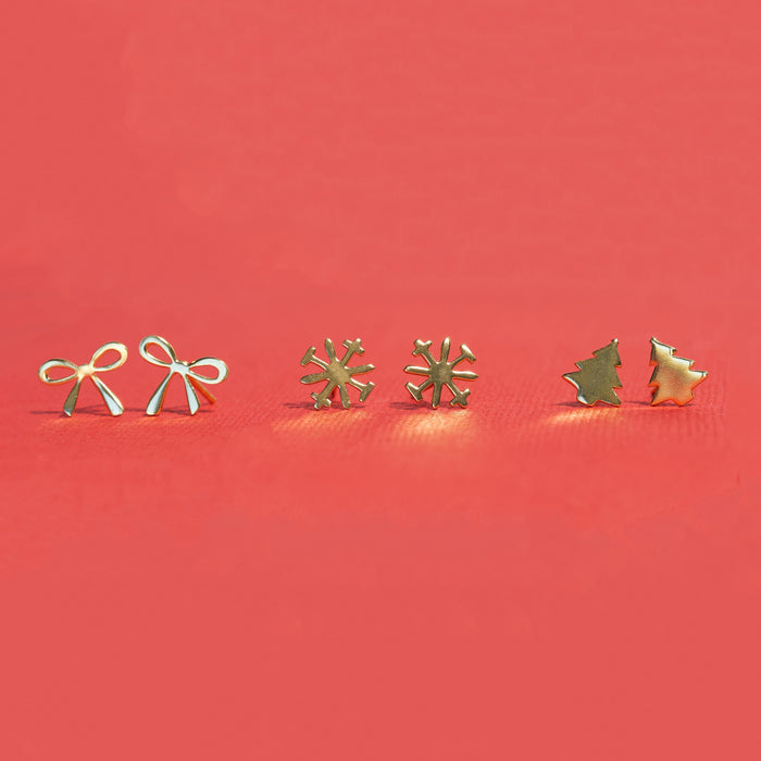 Alice Brass Christmas Tree Post Earrings 18K Earrings