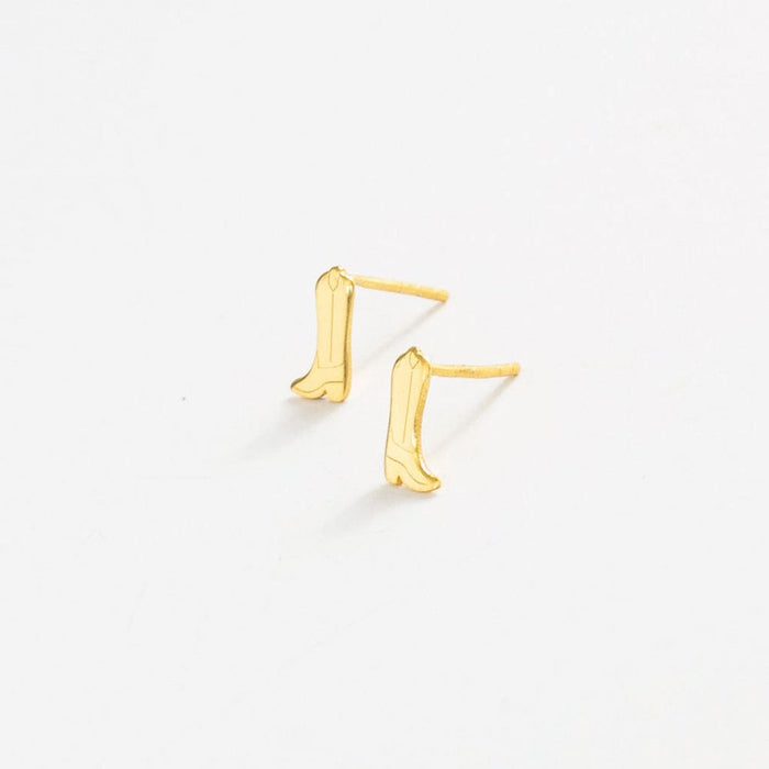 Alice Cowboy Boot Post Earrings Brass