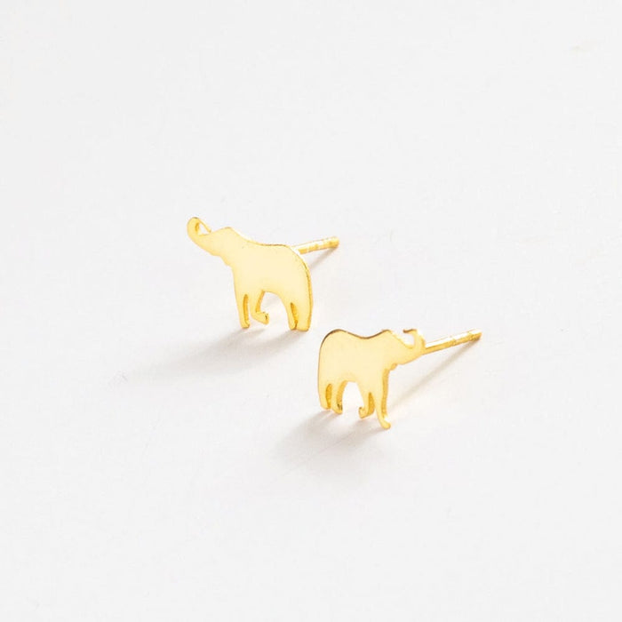 Alice Elephant Post Earrings Brass