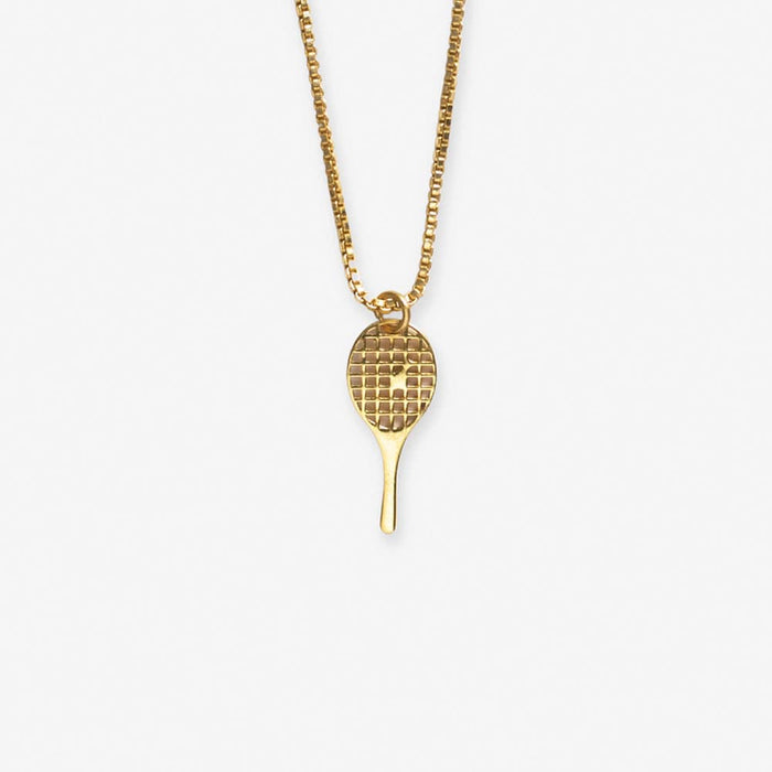 Alice Tennis Racket Pendant Necklace Brass