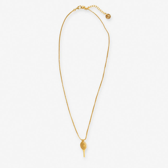 Alice Tennis Racket Pendant Necklace Brass
