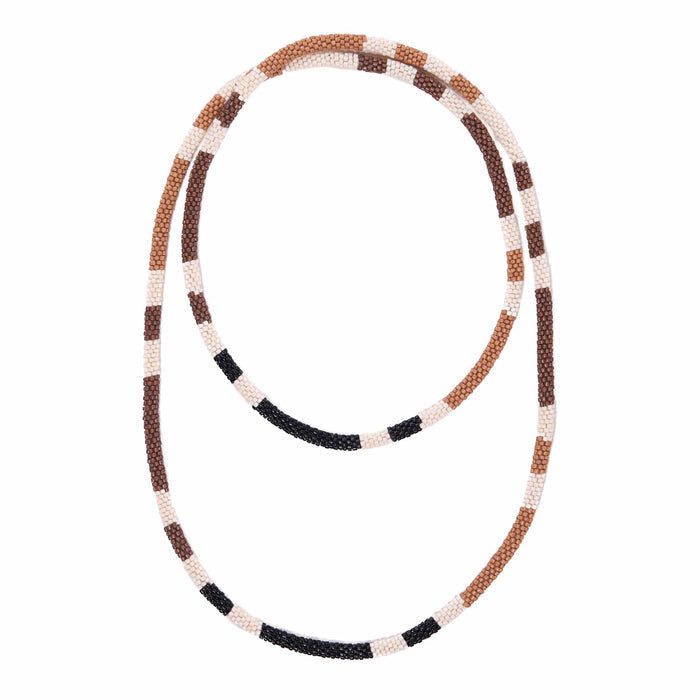 Allie Seed Bead Long Necklace Neutral Single Strand