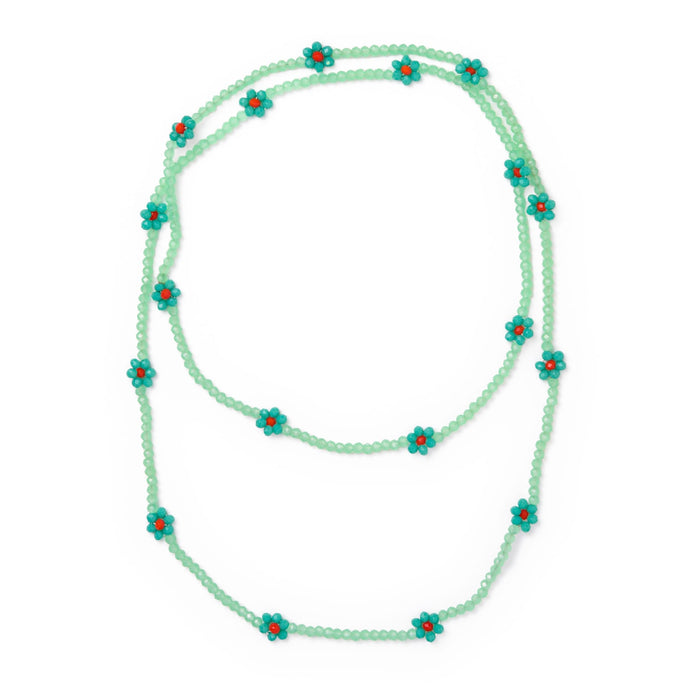 Andie Crystal Beaded Flower Necklace Mint Necklace