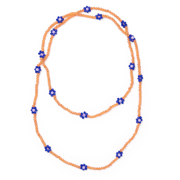 Andie Crystal Beaded Flower Necklace Peach Necklace