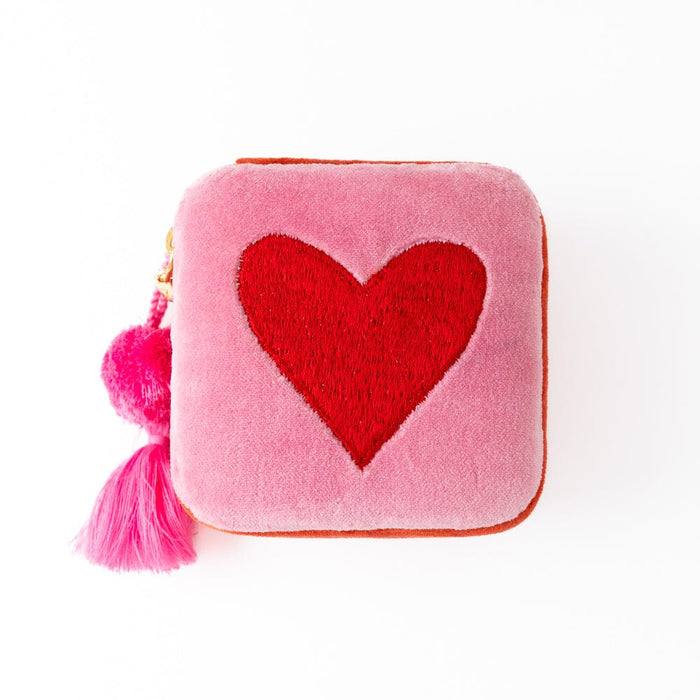 Ariel Heart Velvet Jewelry Box Pink Jewelry Box