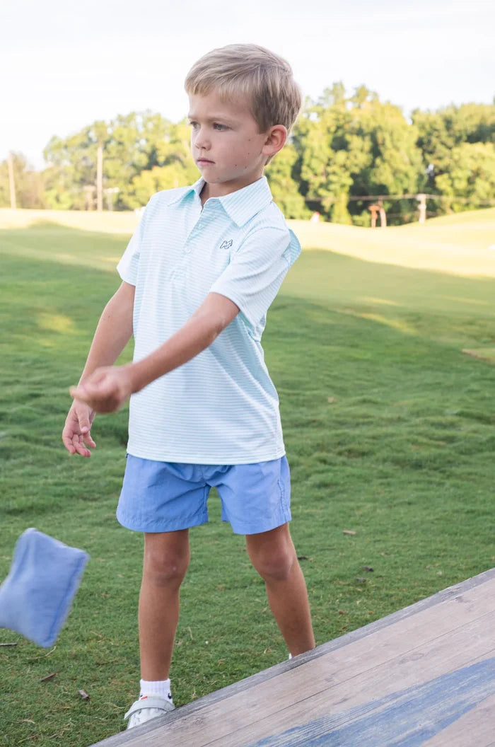Aruba Blue Stripe Performance Polo