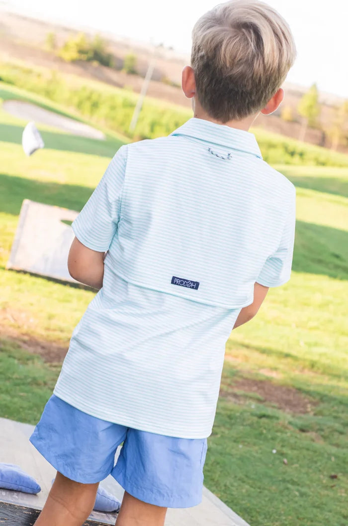 Aruba Blue Stripe Performance Polo
