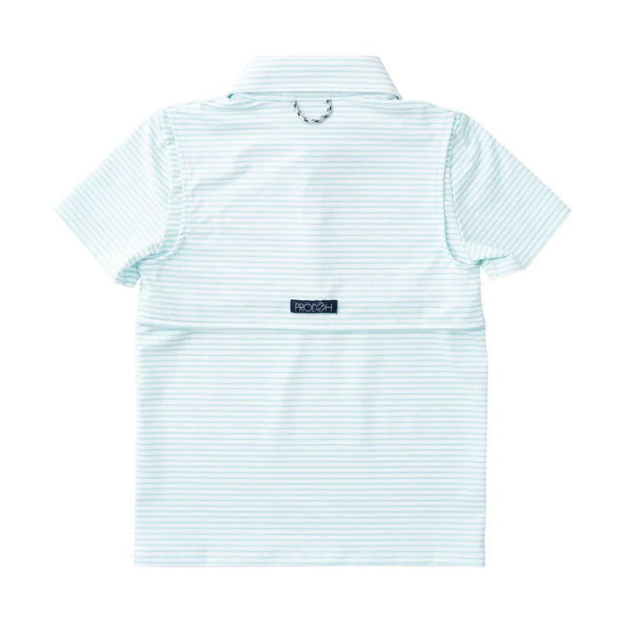 Aruba Blue Stripe Performance Polo