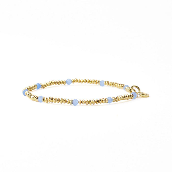 Ashley Small Brass + Crystal Stretch Bracelet Blue + Gold Stretch