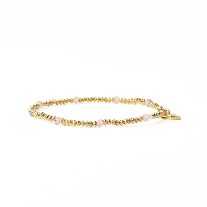Ashley Small Brass + Crystal Stretch Bracelet Blush + Gold Stretch