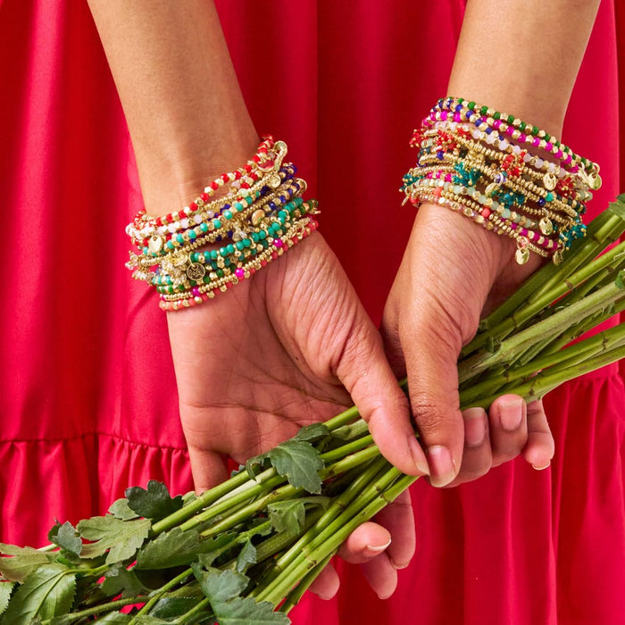 Louise Crystal Stretch Bracelet Stack of 7 Bracelet