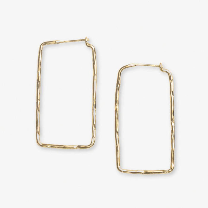 Athena Rectangle Bar Thin Hoop Earrings Brass SMALL HOOP