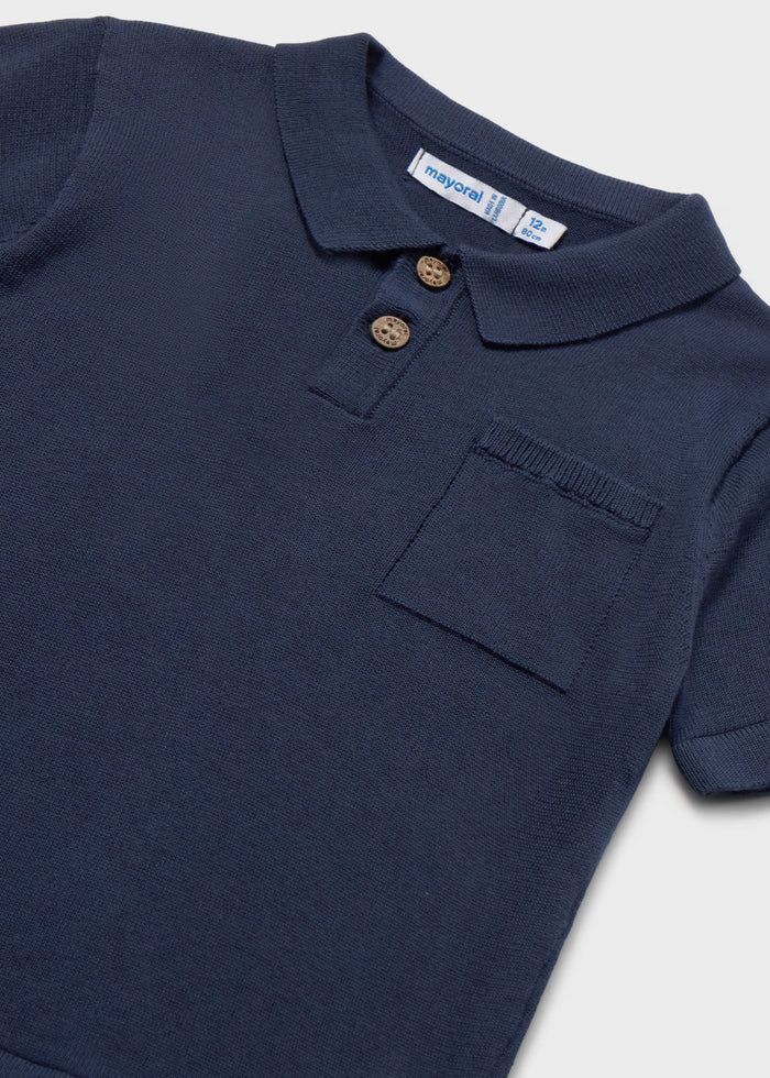 Atlantic Blue SS Knit Polo Tee