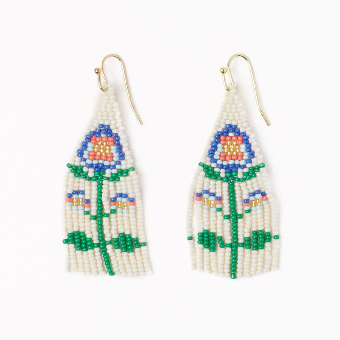 Audrey Small Seed Bead Single Poppy Flower Lapis Fringe