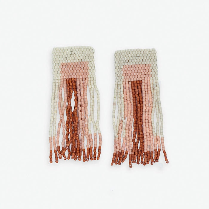 Ava Geo Shapes Beaded Fringe Earrings Blush Earrings