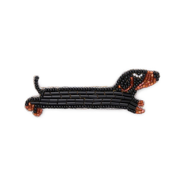 Avery Dachshund Beaded Brooch Black Brooch
