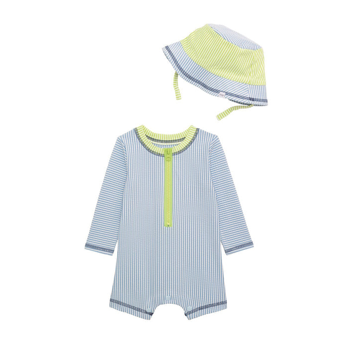 Baby Blue Seersucker Rashguard Set